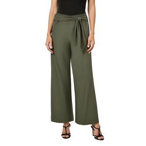 NY Collection Womens Green Belted Mid-Rise Ankle Cropped Pants Petites NWT
